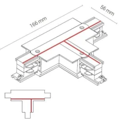 8240 CTLS RECESSED POWER T CONNECTOR LEFT -2 BLACK (T-L2) (8240) - Nowodvorski