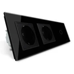 2 gniazda 230V 16A z włącznikiem dotykowym pojedynczym i panelem szklanym w kolorze czarnym (VL-C701GG-62) LIVOLO