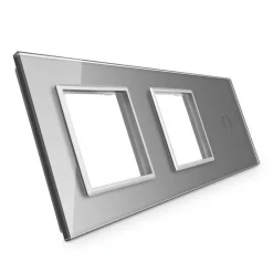 2 gniazda 230V 16A z włącznikiem dotykowym pojedynczym i panelem szklanym w kolorze srebrnym (VL-C701GG-64) LIVOLO