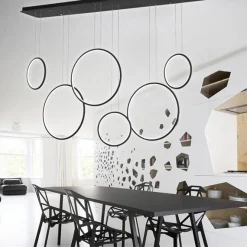 Altavola Design: Lampa wisząca Ledowe Okręgi no. 8 czarna 180 cm in 3k (LA076/P_180_in_3k_black) - ALTAVOLA DESIGN