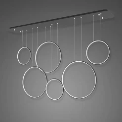 Altavola Design: Lampa wisząca Ledowe Okręgi no. 8 czarna 180 cm in 3k (LA076/P_180_in_3k_black) - ALTAVOLA DESIGN
