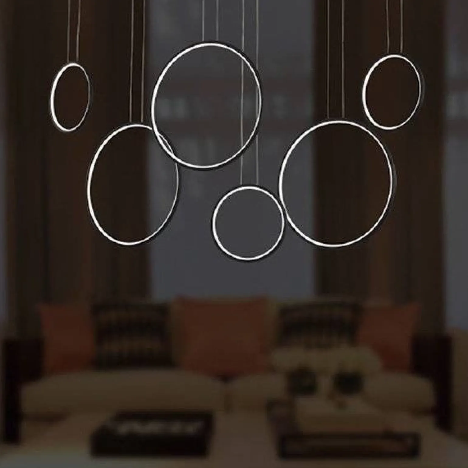 Altavola Design: Lampa wisząca Ledowe Okręgi no. 8 czarna 180 cm in 3k (LA076/P_180_in_3k_black) - ALTAVOLA DESIGN