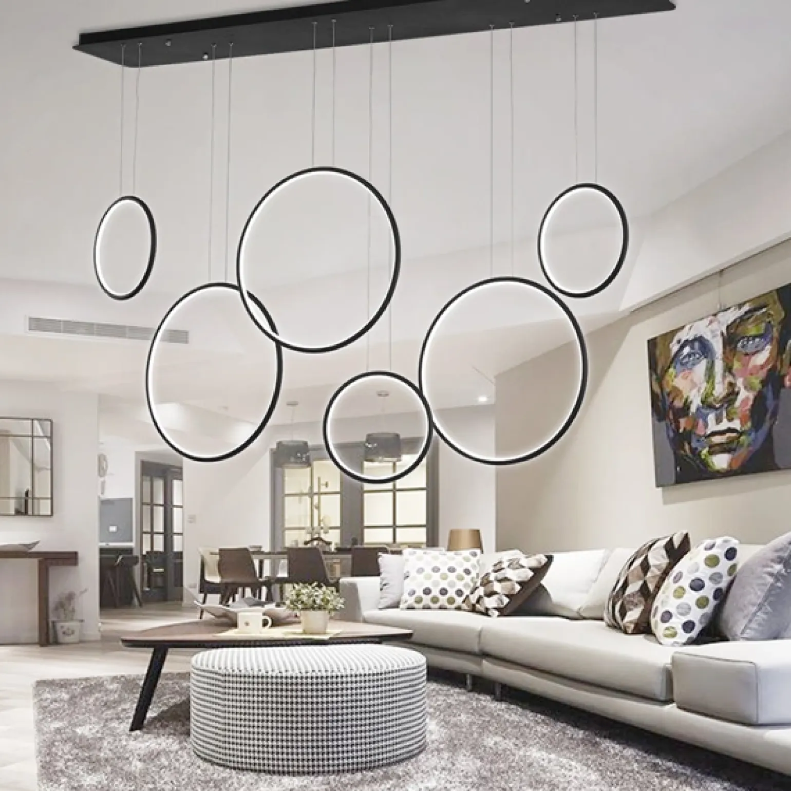 Altavola Design: Lampa wisząca Ledowe Okręgi no. 8 czarna 180 cm in 3k (LA076/P_180_in_3k_black) - ALTAVOLA DESIGN