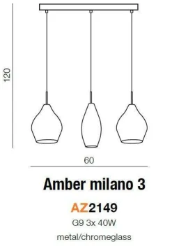 Amber milano 3 (chrome) (AZ2149) Azzardo - żyrandol