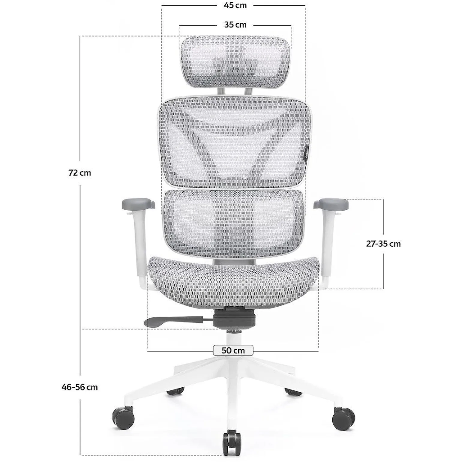 Amortyzowany,regulowany fotel gamingowy Control Series Biały (LV0655) - LVN SYSTEM