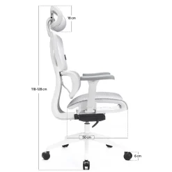Amortyzowany,regulowany fotel gamingowy Control Series Biały (LV0655) - LVN SYSTEM