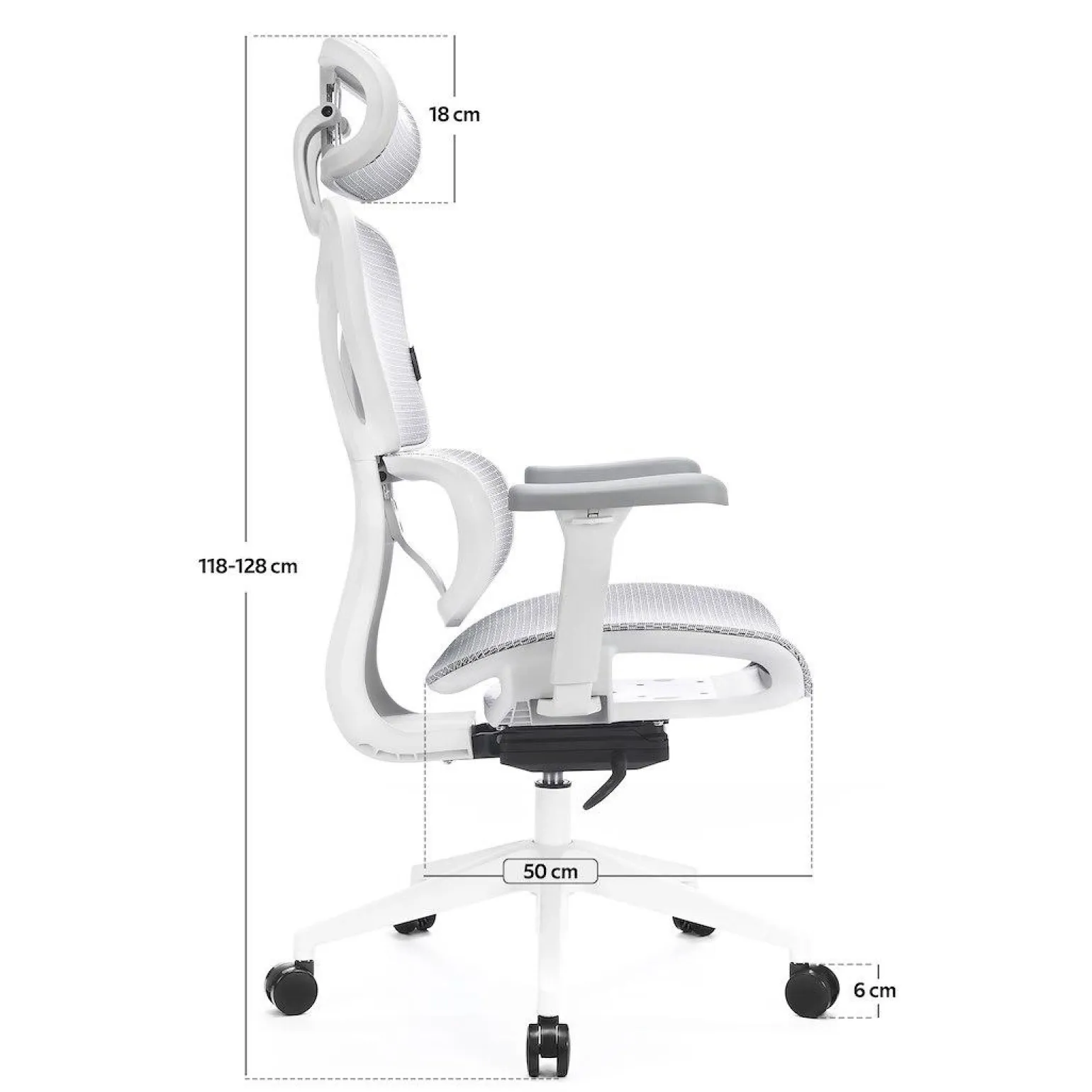 Amortyzowany,regulowany fotel gamingowy Control Series Biały (LV0655) - LVN SYSTEM