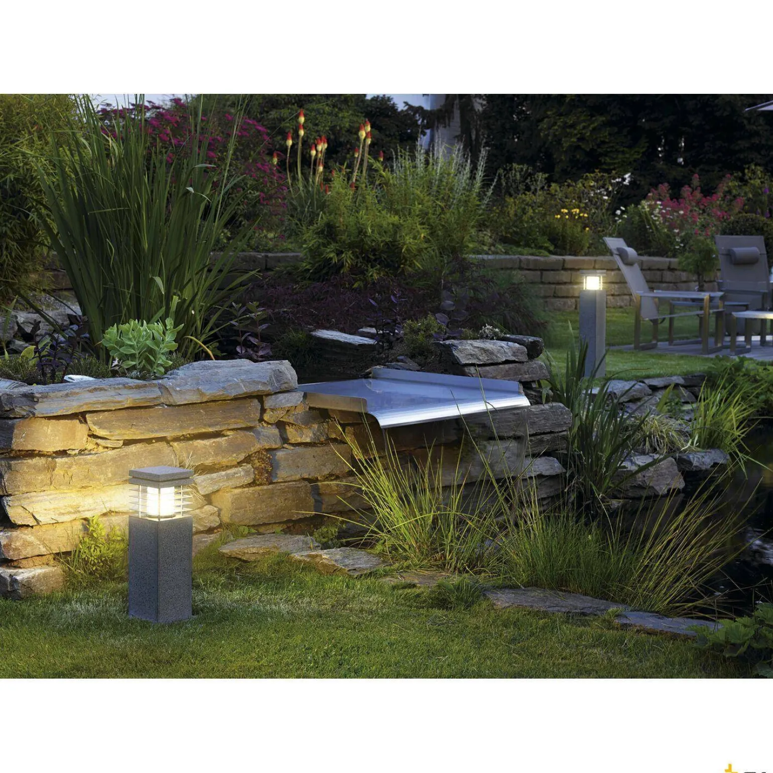 ARROCK GRANITE, lampa podłogowa outdoor, TC-(D,H,T,Q)SE, IP44, kwadratowa, salt & pepper, granit, D/S/W 12/12/40 cm, maks. 15W (231410) - SLV