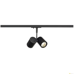 BIMA 2, spot do szyny wysokonapięciowej 1-fazowej, dwupunktowy, QPAR51, czarny mat, maks. 50W, z adapterem 1-fazowym (143430) - SLV