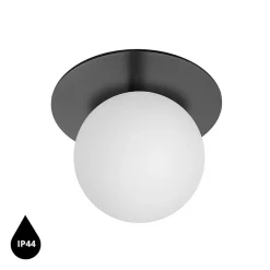 BORRA A czarna lampa ścienna / kinkiet z podwyższoną szczelnością IP44 (B2A120S0) - Ummo