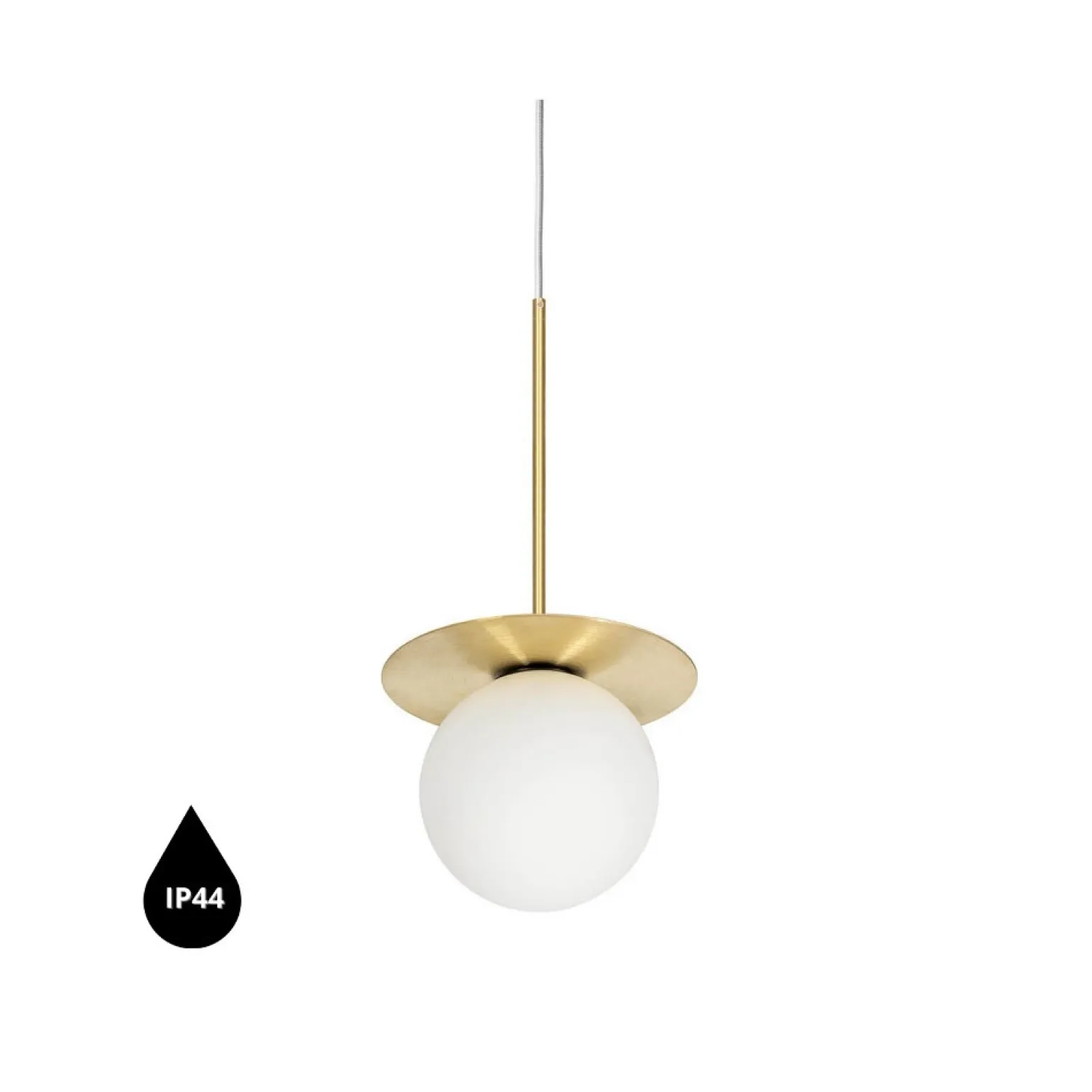 BORRA B biało-mosiężna sufitowa lampa wisząca z podwyższoną szczelnością IP44 (BRB131PS0) - Ummo