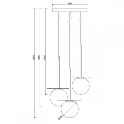BORRA B 3P potrójna sufitowa lampa wisząca z mosiądzem (BRB331P3) - Ummo