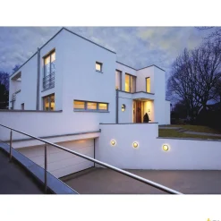 BULAN, lampa ścienna i sufitowa outdoor, C35, IP44, okrągła, srebrnoszara, szkło satynowane, maks. 60W (229072) - SLV