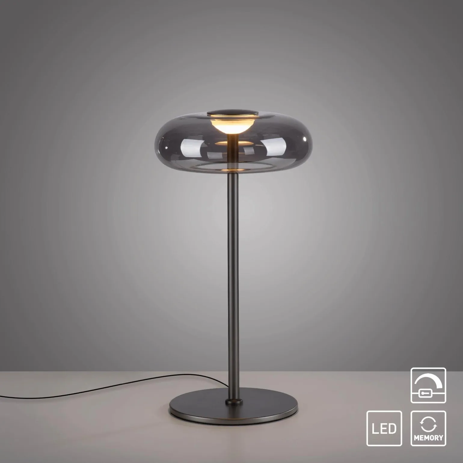 Ściemnialna lampa stołowa POSH SZARA (15697-15) - Paul Neuhaus