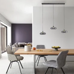 Ściemnialna lampa wisząca z płynną regulacją wysokości POSH SZARA (15693-15) - Paul Neuhaus