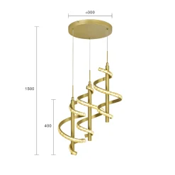 CLARET Spiralna lampa wisząca potrójna okrągła z dekoracyjnymi kryształami (9209-0315) - Aviano Lighting