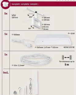 Corduo System linkowy DC Frame 5x4,8W Bi mat /Chrom 230V/12V DC 60VA twszt 3000K (PL94483) - Paulmann