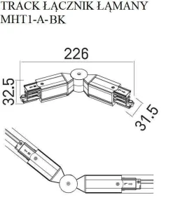 Łącznik łamany DOBAC TRACK czarny (MHT1-A-BK) - Maxlight