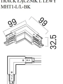 Łącznik "L" DOBAC TRACK lewy czarny (MHT1-L/L-BK) - Maxlight