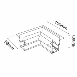 Łącznik L podtynkowy szynoprzewodu magnetycznego Komatsu 48V- Biały (6508) - Shilo