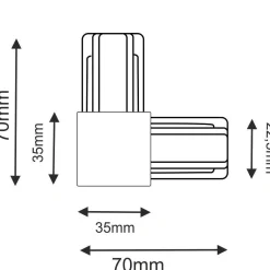 Łącznik L szynoprzewodu natynkowego 1F 230V - Biały (6307) - Brosline