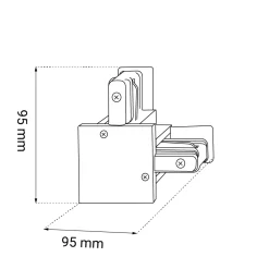 Łącznik L szynoprzewodu podtynkowego 1F 230V - Czarny (6345) - Brosline