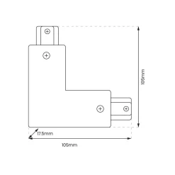 Łącznik L Track Czarny 1-Obwodowy + zasilanie centralne (ML0716) - Milagro