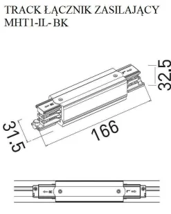 Łącznik prosty zasilający TRACK czarny (MHT1-IL-BK-MAX) - Maxlight