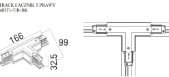 Łącznik "T" DOBAC TRACK prawy czarny (MHT1-T/R-BK) - Maxlight
