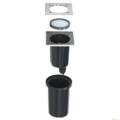 DASAR EXACT 116, lampa podłogowa wpuszczana outdoor, QPAR51, IP67, kwadratowa, stal nierdzewna 316, maks. 35W (228434) - SLV