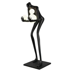 Designerska czarna lampa podłogowa WOMAN-2 BLACK 190 cm (DN433-F black) - Step into Design