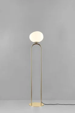 Designerska lampa podłogowa SHAPES Nordlux E27 15W Szkło Mosiądz