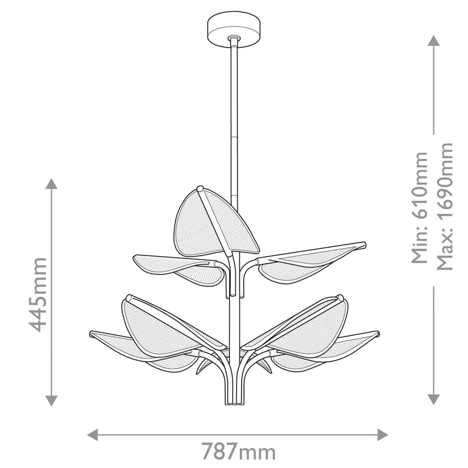 Duża lampa wisząca LED Floriana - Naturalny mosiądz (QN-FLORIANA-8P-L-NBR) - Quintiesse