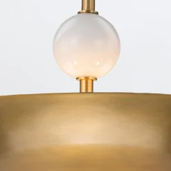 Duża lampa wisząca Saucer - 4 źródła światła - Postarzany mosiądz (QN-SAUCER-4P-L-AB-OPAL) - Quintiesse