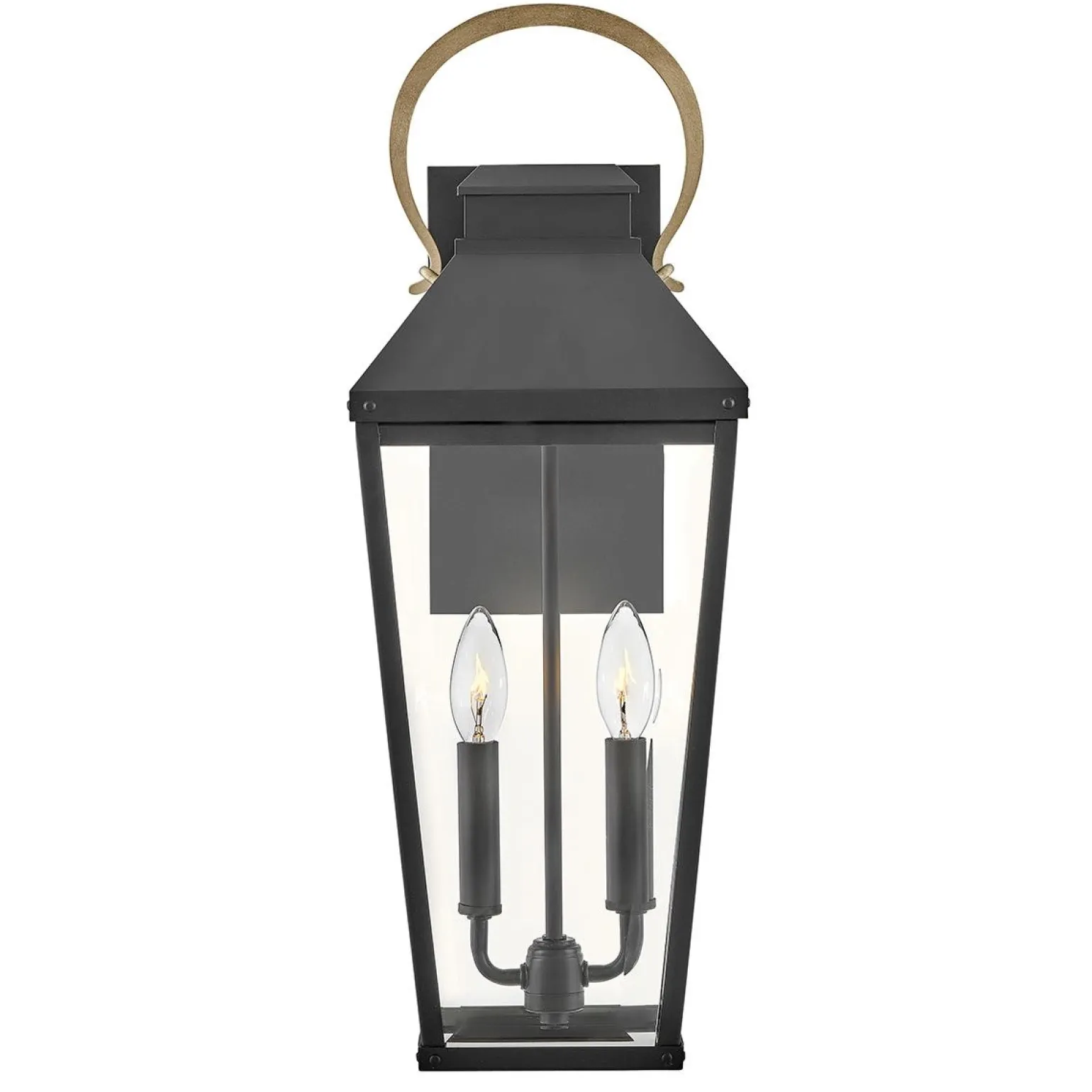 Duża latarnia naścienna Dawson - 2 źródła światła - Czarny, patynowany (HK-DAWSON-L) - Elstead Lighting