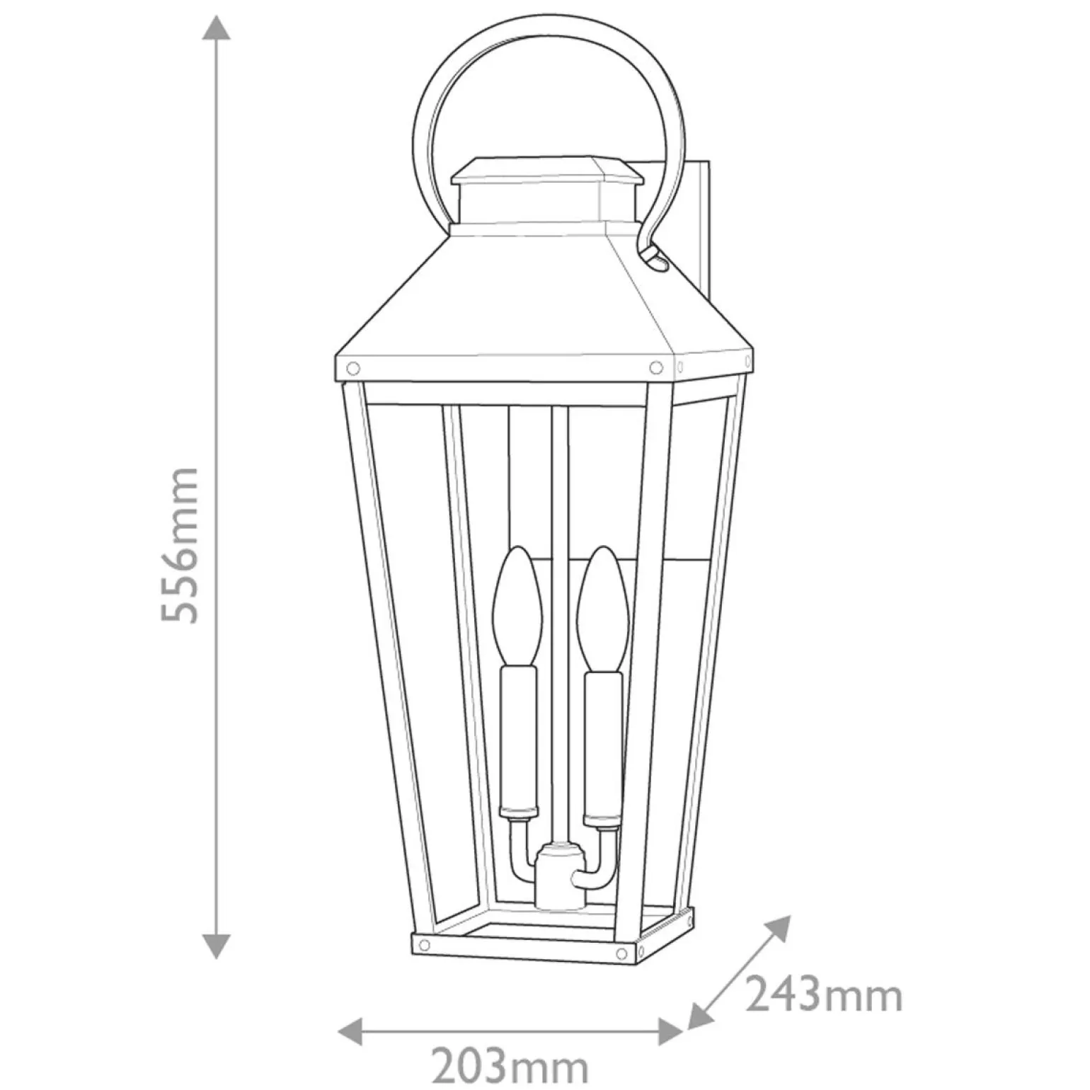 Duża latarnia naścienna Dawson - 2 źródła światła - Czarny, patynowany (HK-DAWSON-L) - Elstead Lighting