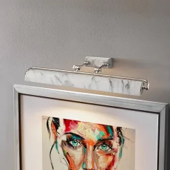 Duża obrazówka Winchfield - 4 źródła światła - Postarzany mosiądz & Biały marmur (WINCHFIELD-PLL-PN-WM) - Elstead Lighting