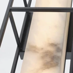 Duży kinkiet Blakley z alabastrowym kloszem Matowa czerń (QN-BLAKLEY-L-BK) - Quintiesse