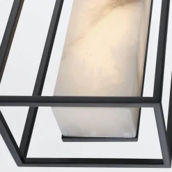 Duży kinkiet Blakley z alabastrowym kloszem Matowa czerń (QN-BLAKLEY-L-BK) - Quintiesse