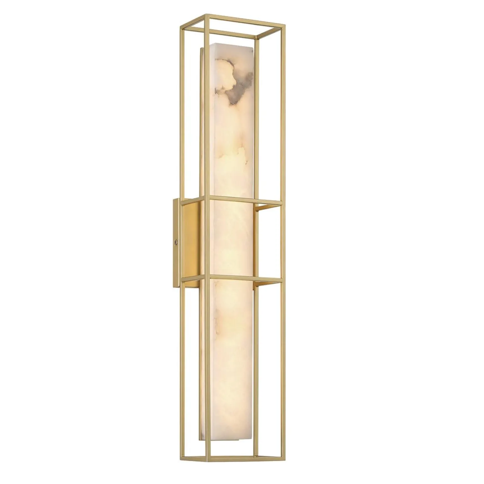 Duży kinkiet do przedpokoju Blakley z alabastrowym kloszem Szczotkowane złoto (QN-BLAKLEY-L-BG) - Quintiesse