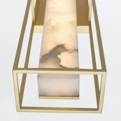 Duży kinkiet do przedpokoju Blakley z alabastrowym kloszem Szczotkowane złoto (QN-BLAKLEY-L-BG) - Quintiesse