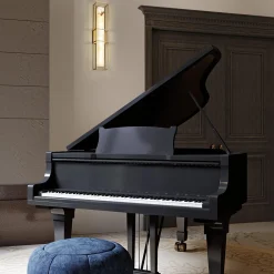 Duży kinkiet do przedpokoju Blakley z alabastrowym kloszem Szczotkowane złoto (QN-BLAKLEY-L-BG) - Quintiesse