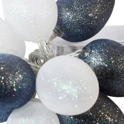 DUZE PLASTIKOWE JAJKA WIELKANOCNE LED Z BROKATEM BIAŁO-SZARE (EKD3938) - Eko-Light