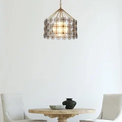 Efektowna lampa wisząca Meridian - 3 źródła światła - Przecierane złoto (QN-MERIDIAN-3P-DG) - Quintiesse