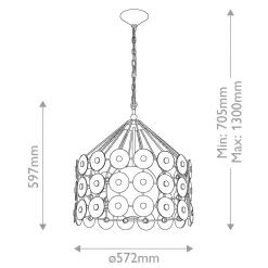 Efektowna lampa wisząca Meridian - 3 źródła światła - Przecierane złoto (QN-MERIDIAN-3P-DG) - Quintiesse