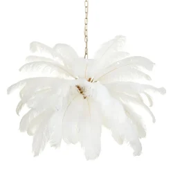 Ekskluzywna lampa wisząca z piórami EMU pióra białe 100 cm (ST-DN127 white) - Step into Design