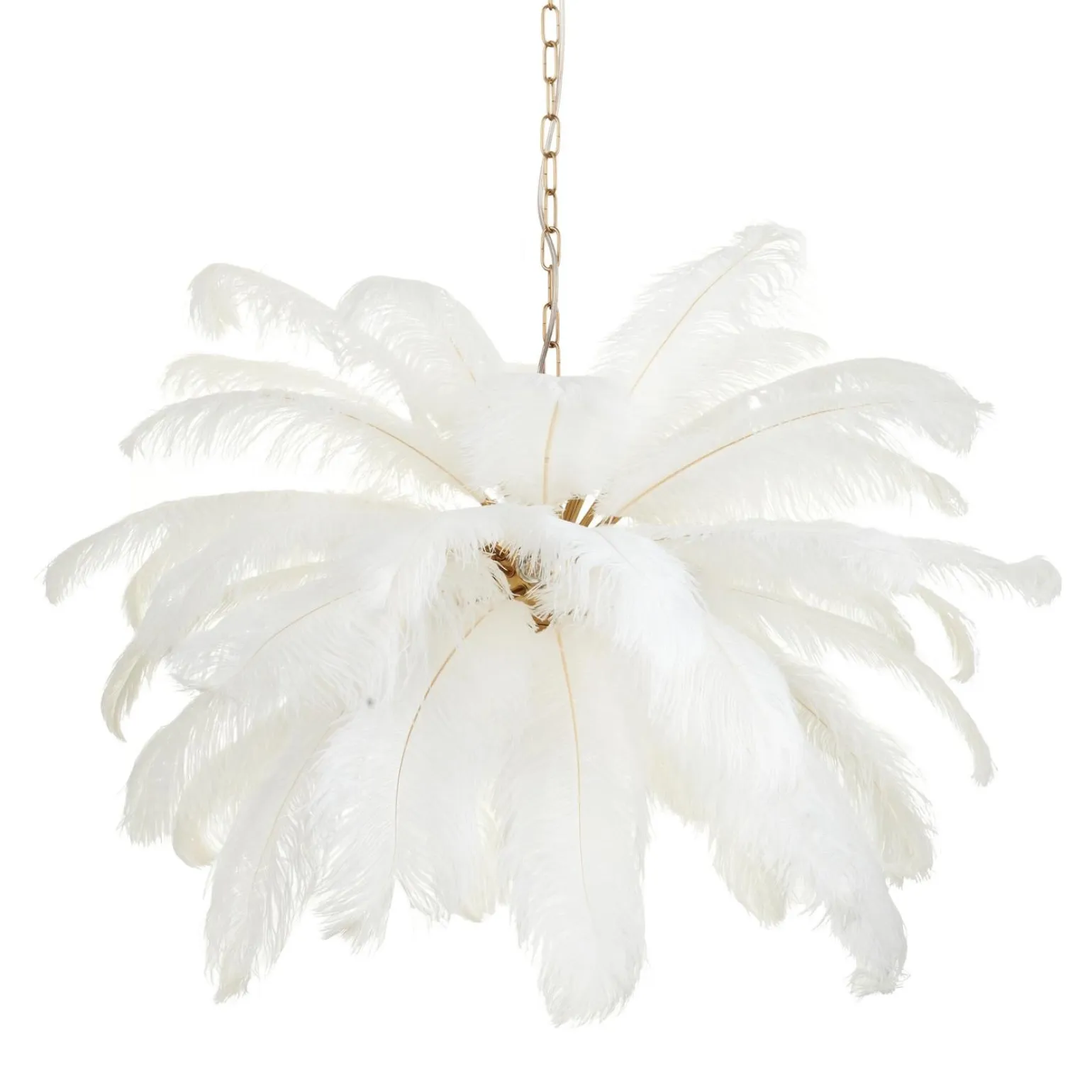 Ekskluzywna lampa wisząca z piórami EMU pióra białe 100 cm (ST-DN127 white) - Step into Design