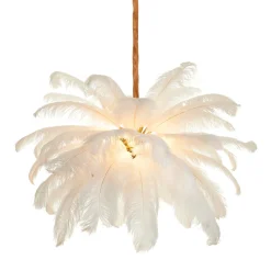 Ekskluzywna lampa wisząca z piórami EMU pióra białe 100 cm (ST-DN127 white) - Step into Design