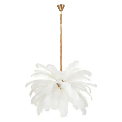 Ekskluzywna lampa wisząca z piórami EMU pióra białe 100 cm (ST-DN127 white) - Step into Design
