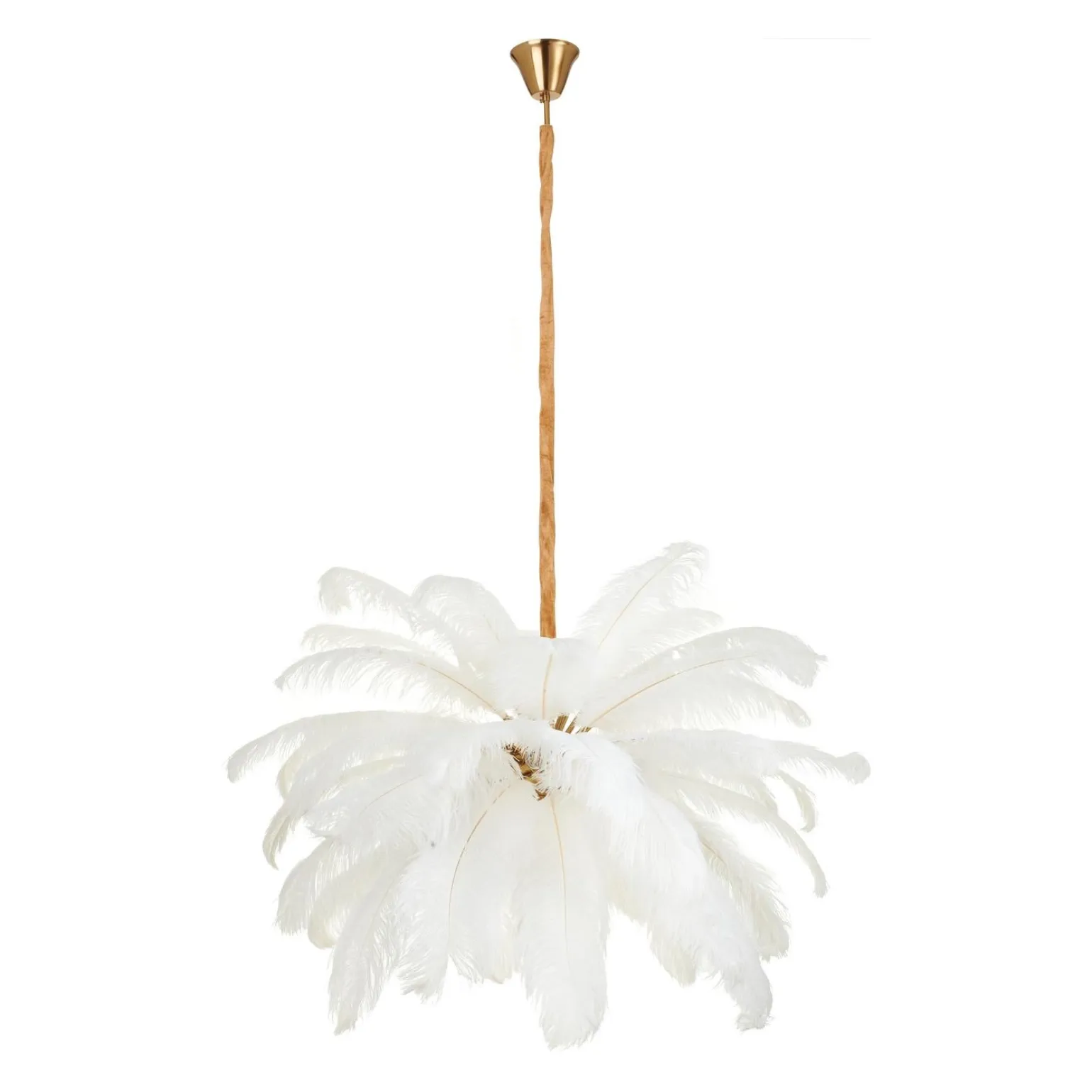 Ekskluzywna lampa wisząca z piórami EMU pióra białe 100 cm (ST-DN127 white) - Step into Design